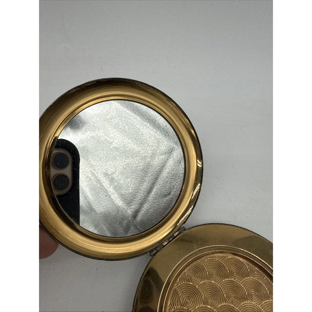 Vintage Zell 5th Avenue With Mirror Powder Compact Gold Toned